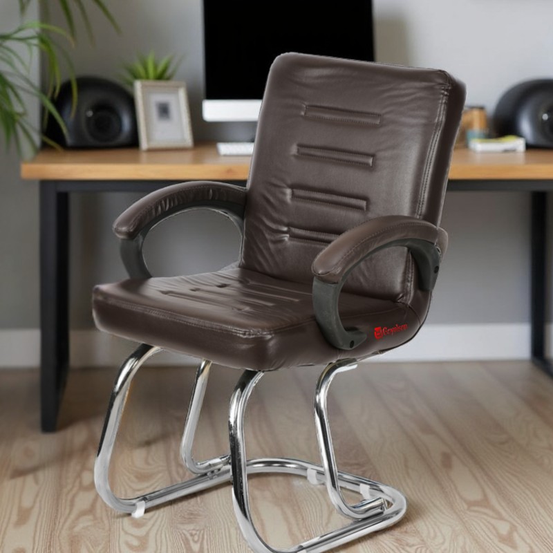 GOYALSON® Executive Visitor Chair featuring a soft cushioned seat, supportive armrests, and a sturdy metal frame—ideal for offices, homes, reception areas, and educational spaces.