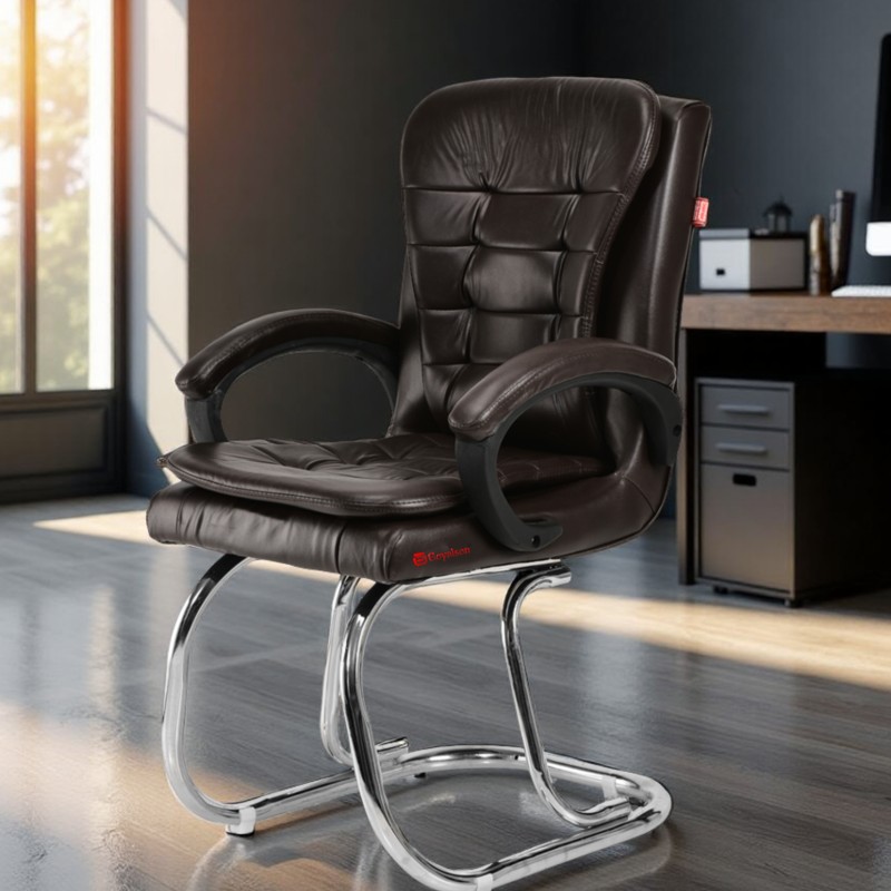 GOYALSON® Executive Visitor Chair for Office, Home & Reception – Ergonomic Design with Cushioned Seat & Back, Armrest Support, Durable Metal Frame, Comfortable Guest & Waiting Chair for Workspace Use