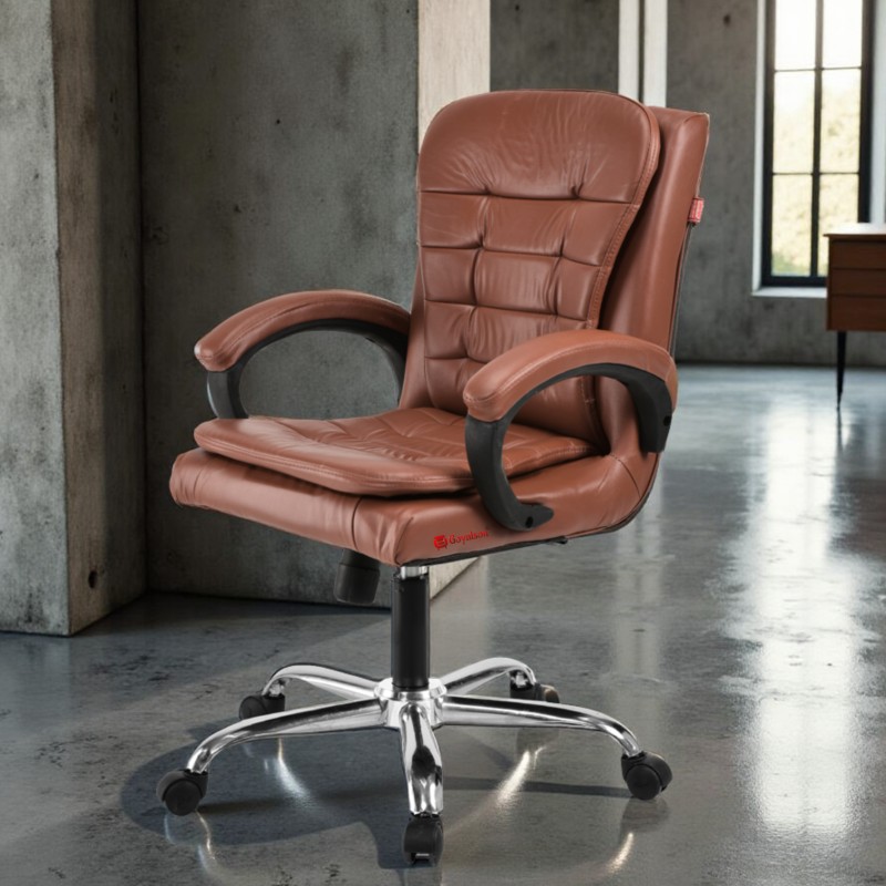 GOYALSON® ergonomic swivel chair is crafted for directors, principals, and managers, offering sturdy arm supports and smooth-rolling wheels for effortless mobility.
