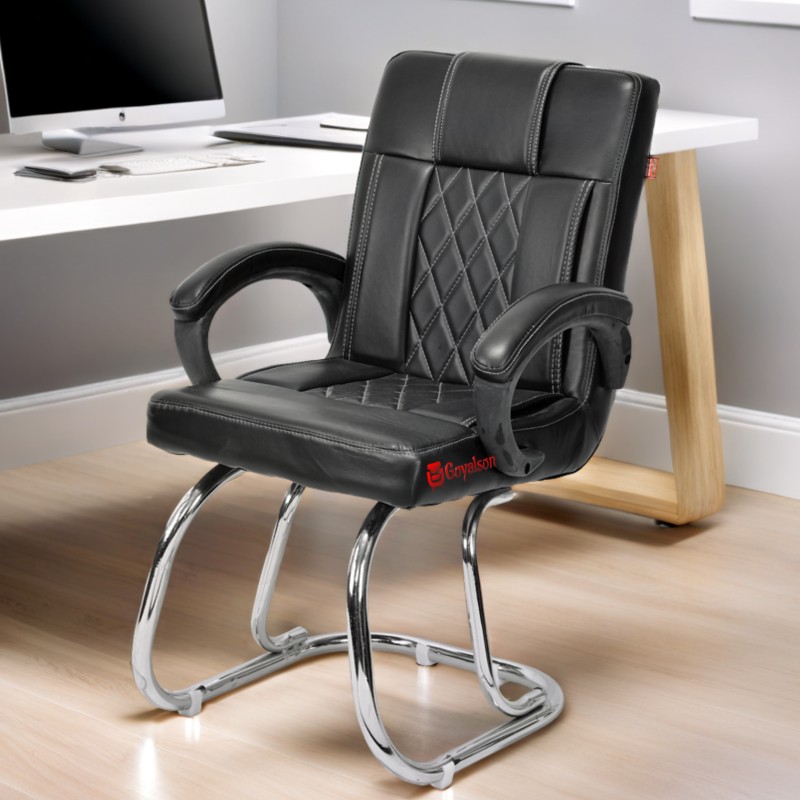 GOYALSON® Executive Visitor Chair offers a perfect blend of comfort and durability, featuring soft cushioned seating, supportive armrests, and a sturdy metal frame—ideal for offices, homes, reception areas, and study spaces.