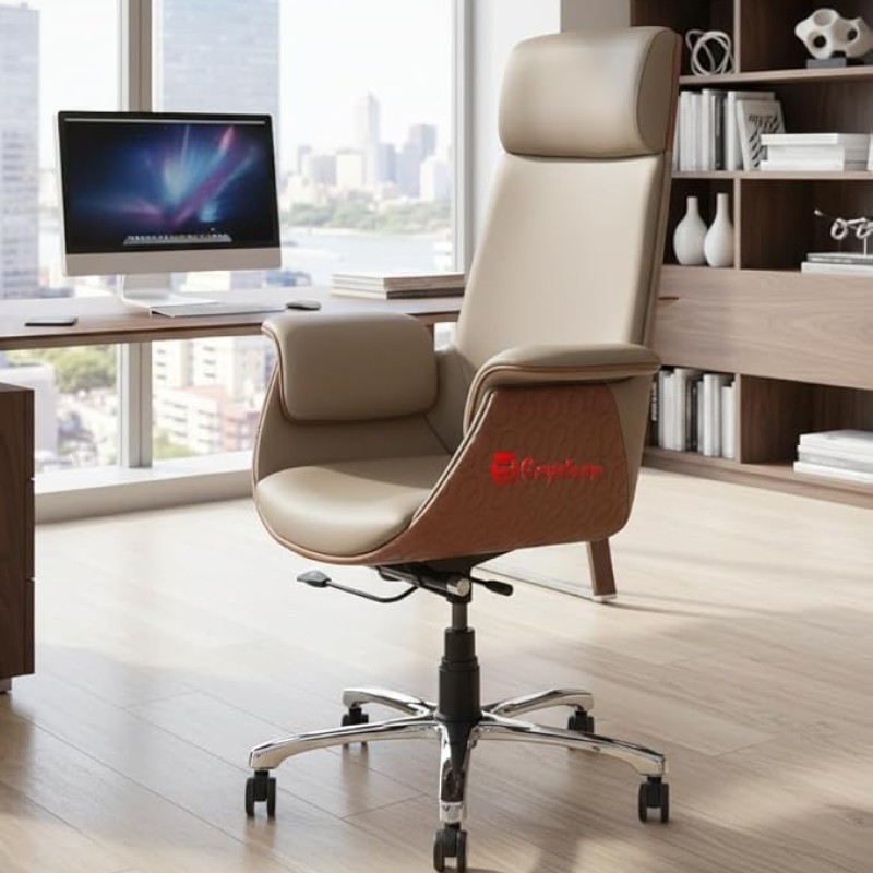 Goyalson ergonomic revolving office chair designed for directors, principals, and managers, featuring comfortable armrests, smooth-rolling wheels, and a well-cushioned seat and back for all-day support.