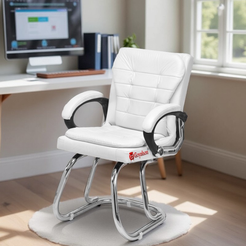 GOYALSON® Deluxe Cushioned Visitor Chair with Heavy Chrome Frame – Comfortable Seat & Back, Durable Office, Reception, Library & Study Chair