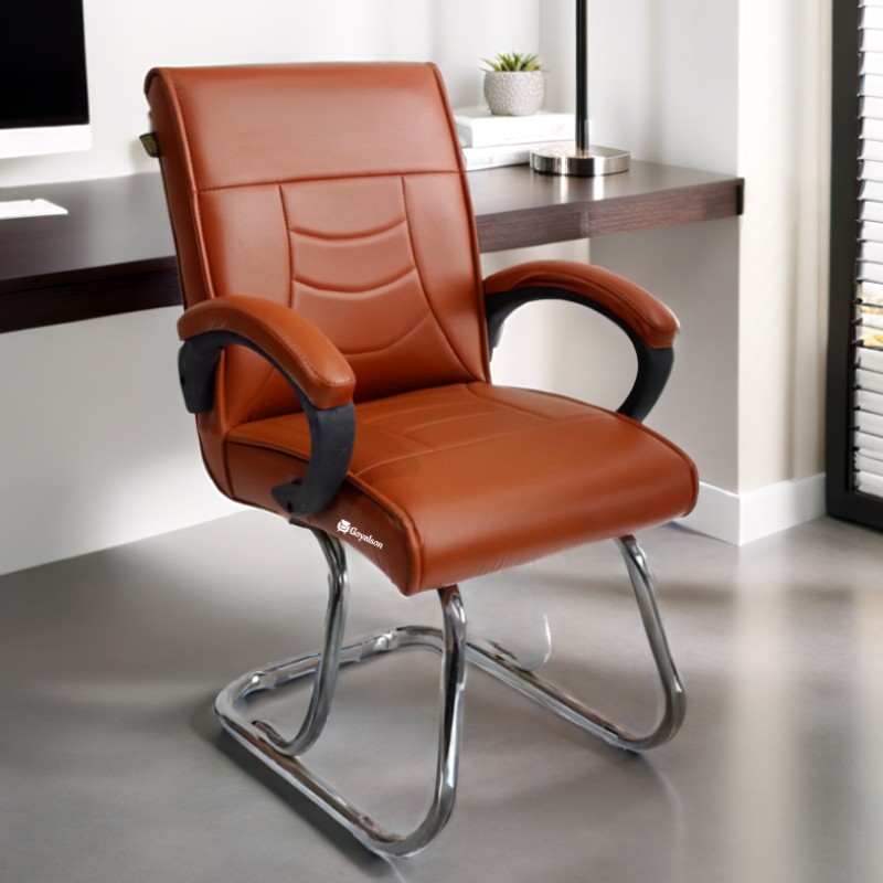 GOYALSON® Executive Office Visitor Chair Home Study Reception School Chair with arm Rest and Cushioned seat Back, Durable Metal Frame