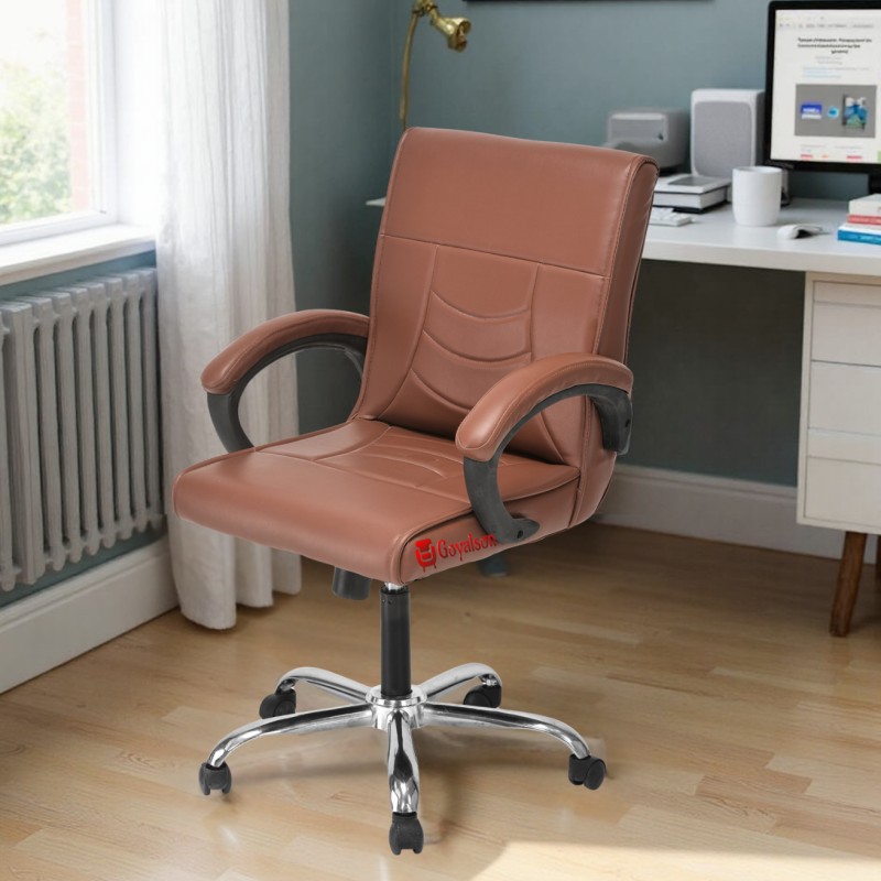 GOYALSON® ergonomic revolving office chair designed for directors, principals, and managers, featuring durable armrests and smooth-gliding wheels for easy movement.