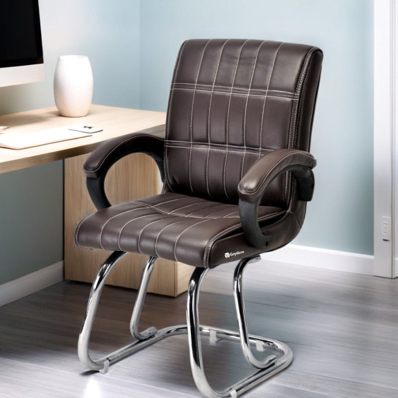 GOYALSON® Executive Visitor Chair with cushioned seat, armrests, and a durable metal frame—perfect for office, home, reception, and school use.