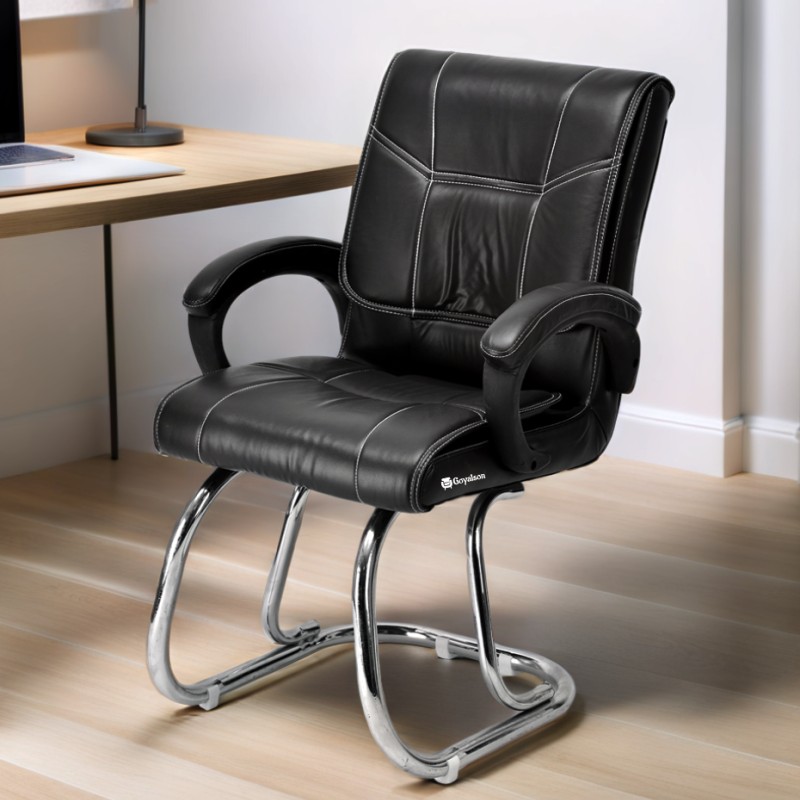 GOYALSON® Executive Visitor Chair with padded seat, armrests, and a sturdy metal frame—ideal for office, home, reception, and school.