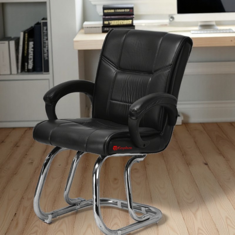 GOYALSON® Executive Visitor Chair with cushioned seating, comfortable armrests, and a durable metal frame—perfect for office, home, reception, and study use.