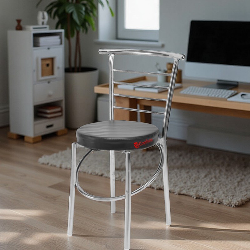 GOYALSON® ergonomic chair suitable for office, home, and study use, also ideal for hotels and restaurants. Built with a sturdy chrome-polished frame and a comfortable leatherette seat, it offers durability, support, and a sleek modern look.