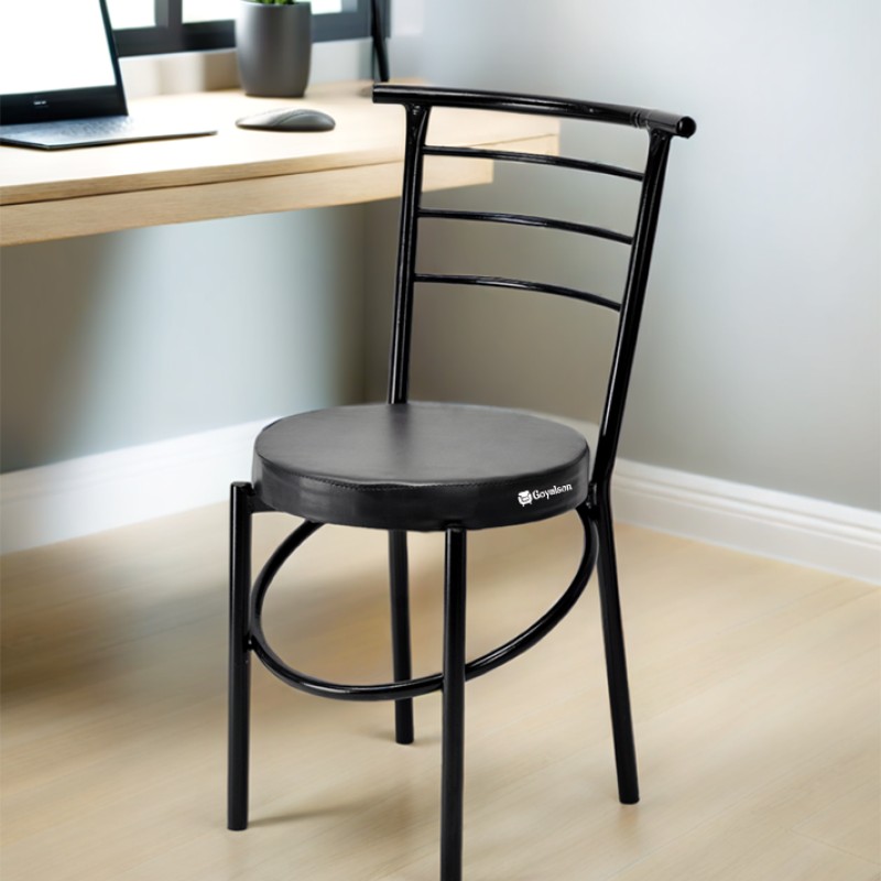 GOYALSON® Dining Chair with Black Powder Coated Metal Frame & Cushioned Seat – Comfortable, Durable & Stylish Chair for Home, Kitchen, Dining & Cafe