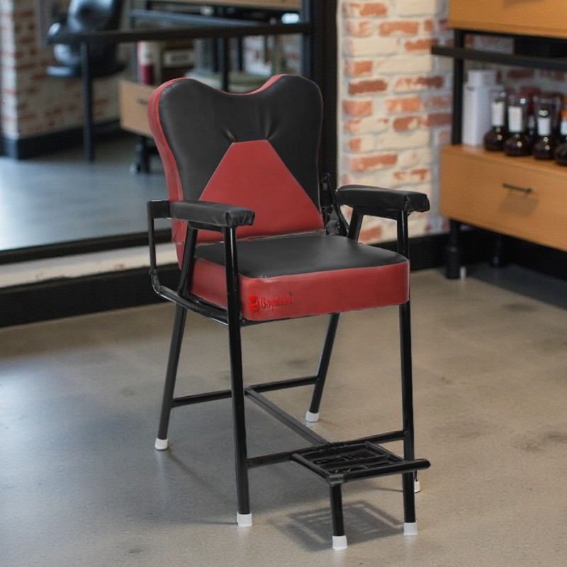 GOYALSON® High-quality salon barber chair with adjustable reclining feature, sturdy build, and comfortable cushioned seat and back, equipped with a smooth hydraulic back adjustment system.