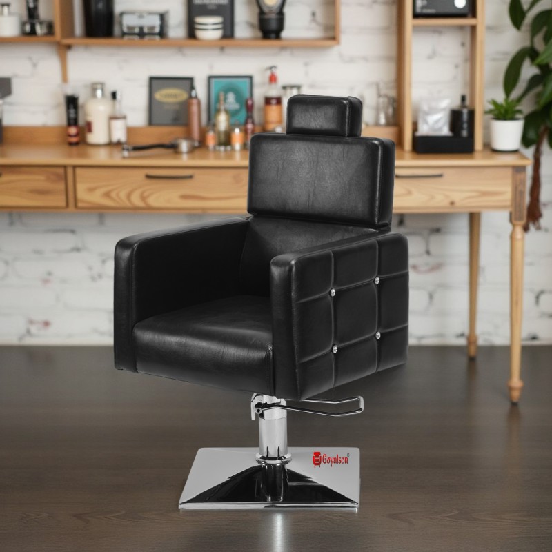 GOYALSON Leather Beauty Parlor Cutting Chair,Salon/Barber/Cutting/Makeup/Makeover Bride Bridegroom Chair, Cushioned Seat Back, With Hydraulic & Push Back System